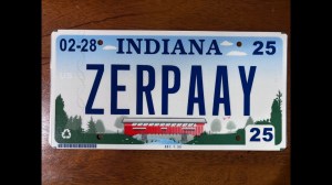 ZERPAAY Indiana licence plate
